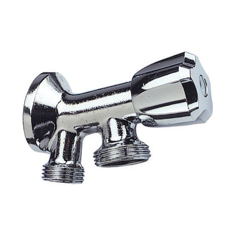 Somatherm – Robinet incliné laiton chromé – Arrivée 15/21 (1/2) – Sortie mâle 20/27 (3/4) – Pression max 4 bars – Température max 90°C (1/5)