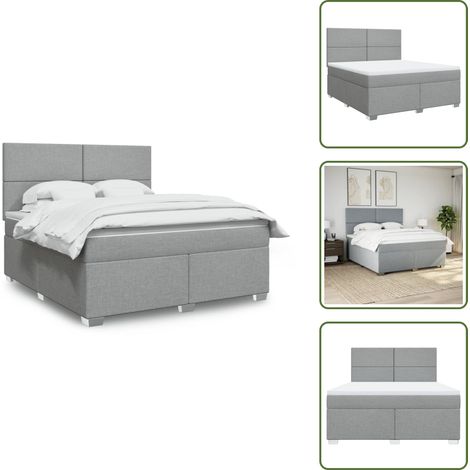 Sommier à lattes de lit avec matelas Gris clair 180x200cm Tissu - Sommier À Lattes De Lit - Sommiers À Lattes De Lit - Lit - Meuble De Chambre À Coucher (1/5)