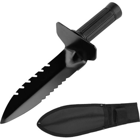 Pelle multifonctionnelle portable avec détecteur de métaux et bord doublement dentelé – Outil de jardin, camping, randonnée et voyage pour usage extérieur (1/5)