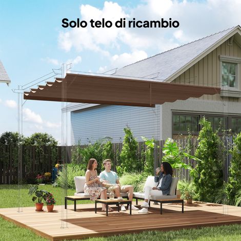 Toile de pergola respirante en polyester 4x3m pour café, avec 10 trous de drainage