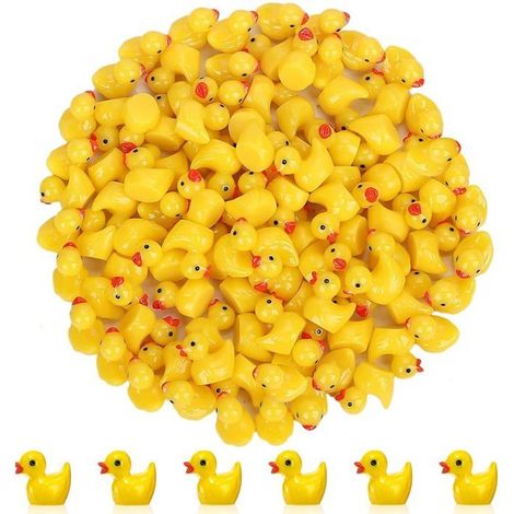 Figurines de canards en résine - 100 pièces, mini - Conviennent pour aquarium, jardin, maison de poupée (1/5)