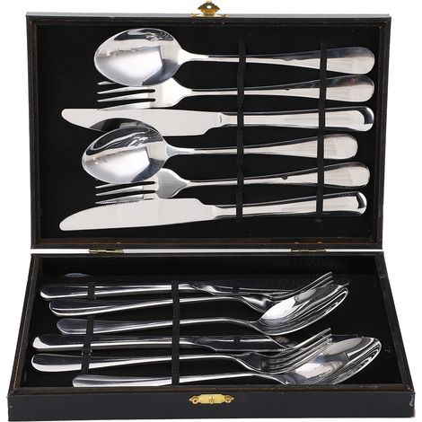 Ensemble de couverts de cuisine en acier inoxydable 304 de type européen (couteaux, fourchettes et cuillères), 12 pièces, pour 4 personnes (1/5)