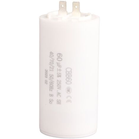 Condensateur de démarrage cylindrique CBB60, 250 V CA, 60 µF, 50/60 Hz, pour pompe à moteur