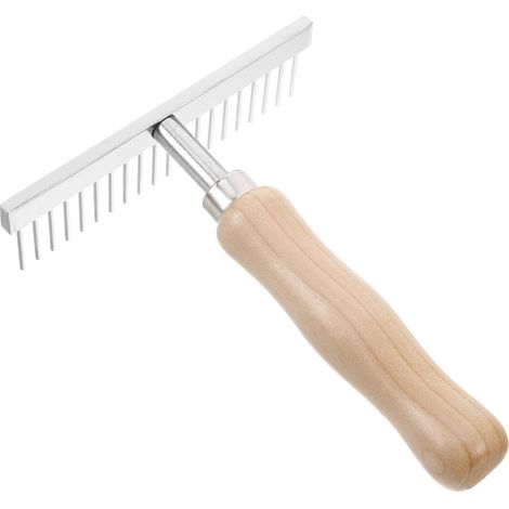 Brosse pour chevaux avec manche en bois, étrille en acier inoxydable pour animaux de compagnie, outil de toilettage polyvalent pour chevaux, chiens et vaches, ergonomique, durable et facile à nettoyer (1/5)