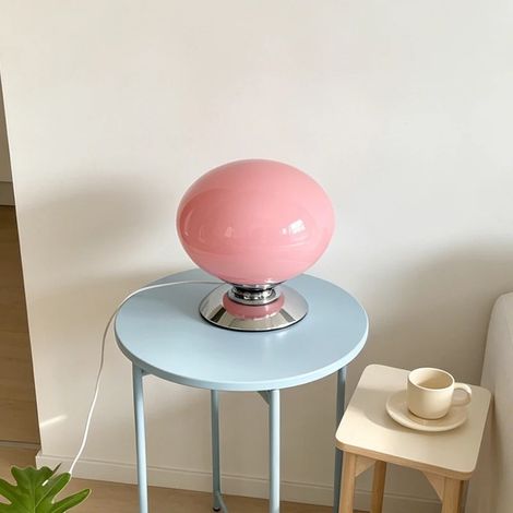 Lampe de Table en Verre Ovale, 3 Couleurs de Lumière, USB, Lampe Décorative Nordique pour Chambre et Hôtel(Rose) (1/5)