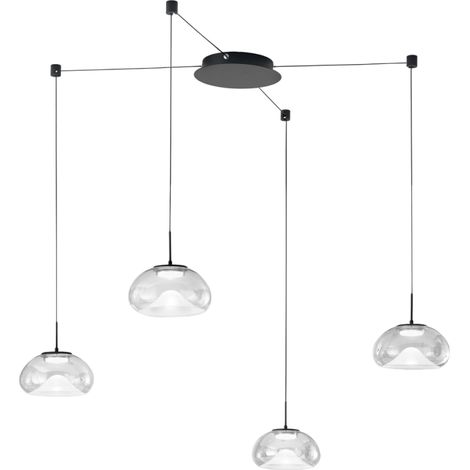 Brena - Suspension Transparente Décentralisée 4 Lumières - Fabas Luce - Led 40W Dimmable - Montage Décentralisé (1/4)