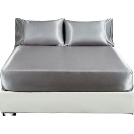 Drap de lit en satin de soie imitation, housse de matelas en satin au toucher frais (1/3)