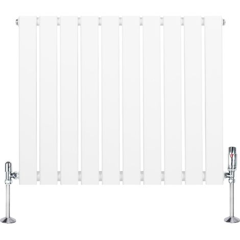 Radiateur Plat à 1 Colonne & Vannes 600 x 700 mm en Acier Blanc Chauffage Centrale Moderne Horizontale Monté Sur Mur Cuisine Salle de Bain [Brosse de Nettoyage & Supports INCLUSES] (1/5)