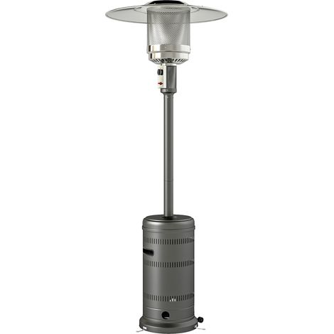Estufa de Gas Butano Portátil 13000W Antivuelco Piezoeléctrico Ruedas 82x82x222 cm Gris (1/5)