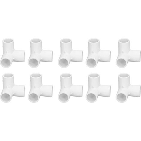 10 Raccords d'Angle PVC 3 Voies 20mm - Connecteurs en T pour Tuyaux d'Irrigation, Résistants et Faciles à Installer, Couleur Blanc (1/5)