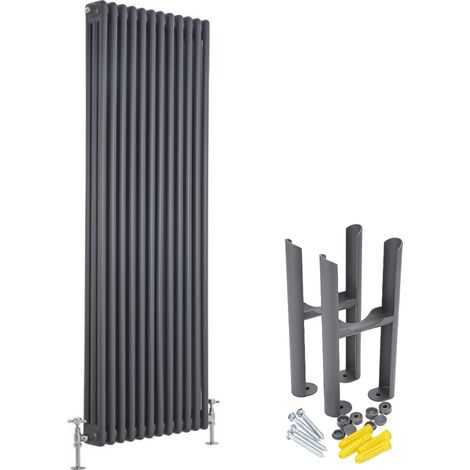 Milano Windsor Anthracite Cast Iron Style Vertical Triple Column Radiator with Feet - 1800mm x 560mm (1/5)