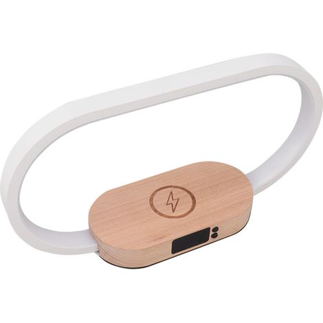 Lampe de chevet tactile avec chargeur sans fil à luminosité réglable et fonction horloge, idéale pour étudier et lire (270 lm, 10 W). (1/5)