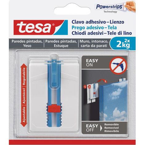 CLOU ADHÉSIF POUR PAPIER PEINT ET PLÂTRE : POUR MONTER LES CADRES SANS PERÇAGE. TESA 77779