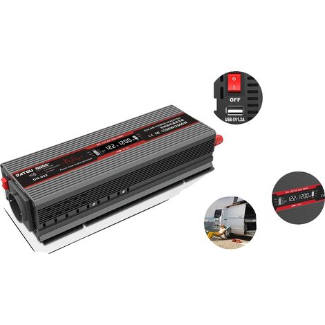 Inverseur de voiture, onde sinusoïdale pure, écran LCD, DNB-12V1200W (1/2)