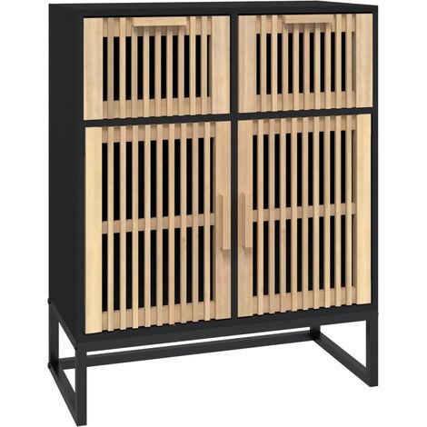 Buffet Meuble de rangement noir 60x30x75 cm bois d'ingénierie (1/5)