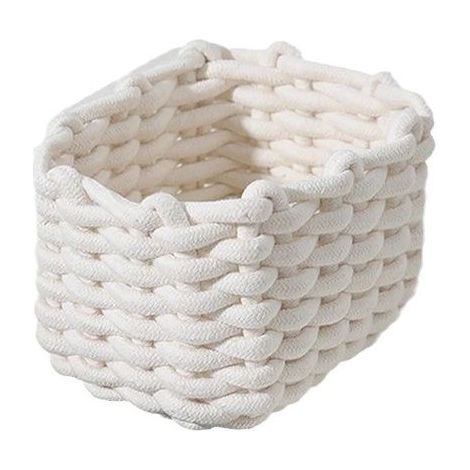 19 x 15 x 12 cm großer Aufbewahrungskorb aus Baumwolle: Gewebter Korb zur Aufbewahrung kleiner Haushaltsgegenstände. Quadratischer Aufbewahrungskorb für Baby- und Schlafzimmer. (1/5)
