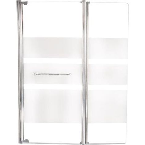 Pare-baignoire 2 volets 3 bandes blanches - L 120 x H 140 cm - ELMER By Ayor (1/3)