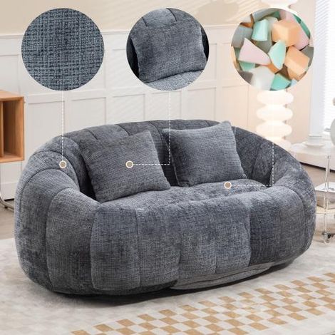 Pouf adulte canapé fauteuil gamer chenille siège sol inclinable salon chambre (1/5)