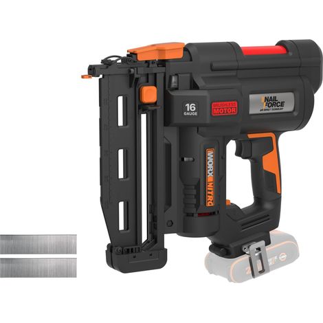 WORX WX841.9 Nitro 20 V Chiodatrice senza filo calibro 16  Chiodatrice senza fili  Pistola per chiodi alimentata a batteria con rilascio di inceppamenti senza attrezzi PowerShare - Solo strumento (1/5)