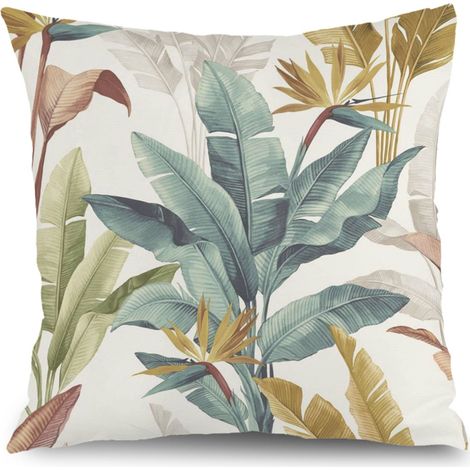 Housse de coussin patio fleurs, décoration chaise banc extérieur,45×45cm (1/5)