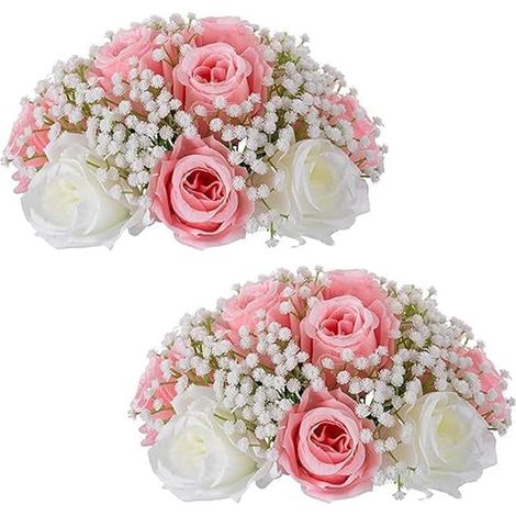 Fleurs artificielles pour mariages et décoration intérieure - Lot de 2 fleurs artificielles [YJD] roses-AquaForge (1/5)