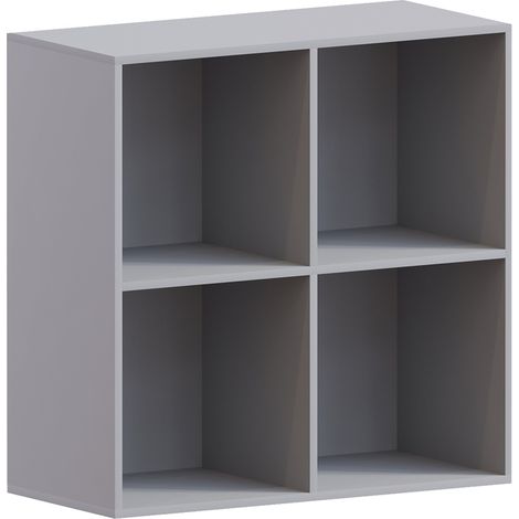 Durham 4 Cube Bookcase Shelf Wooden Display Storage Rack Free Standing Shelf Unit, Grey-0-Baskets