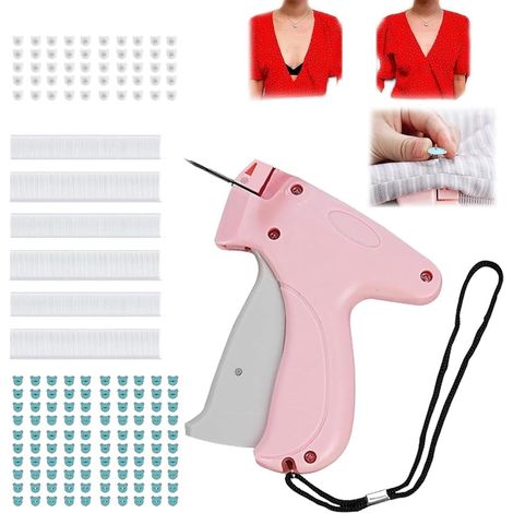 Kit de fixation rapide de vêtements, Pistolet à Micro Point Portable pour la Couture de Vêtements et de Quilts, Outil de couture et d'ourlet avec 1100 micro attaches et 150 boutons remplaçables (1/5)