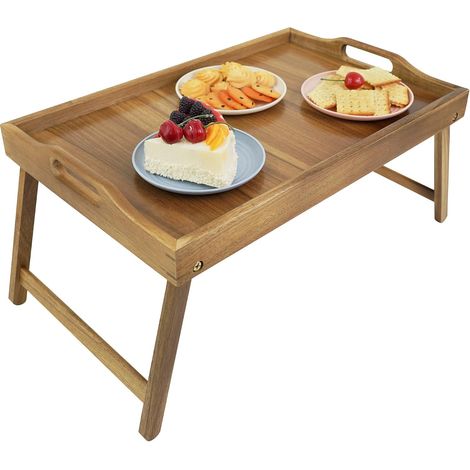 Large Acacia Bed Tray with Folding Legs (1/5)