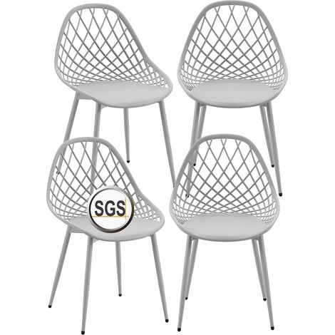 H.J WeDoo Lot de 4 chaises de Jardin, de terrasse, avec Pieds en métal, Repose-Pieds réglable, pour l'extérieur, la Plage, Le Balcon, la Salle à Manger, Le Jardin, la terrasse ou Gris (1/5)