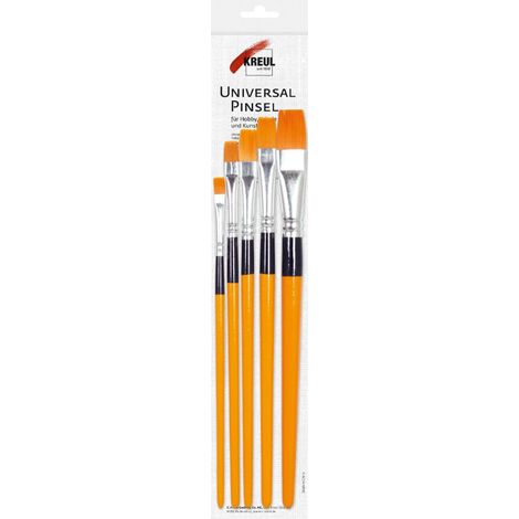 Kreul Hobby Line Universalpinsel Synthetics flach, 5er Set Pinsel & Stifte