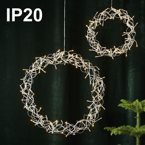 Couronne décorative LED Star Trading Curly, argentée, suspendue, blanc chaud, Ø30cm