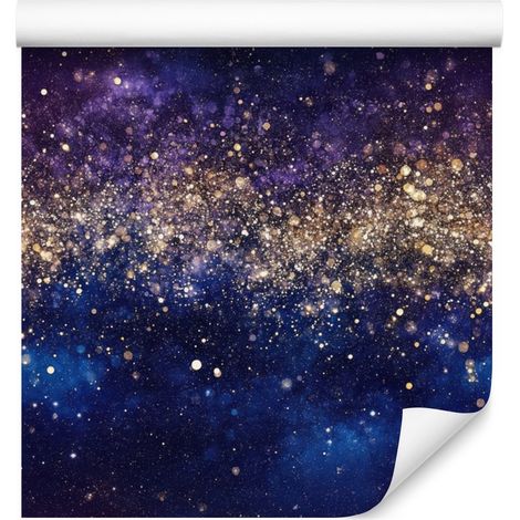 Papier peint aquarelle galaxie bleu marine, indigo et prune 50x1000 cm (1/5)