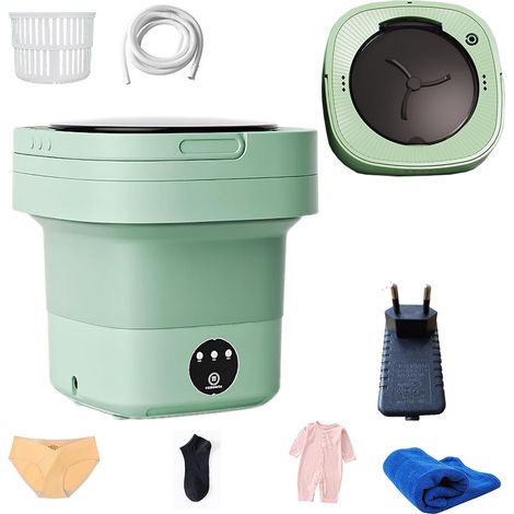 Mini machine à laver, 8 litres, machine à laver pliable, machine à laver de camping, machine à laver portable pour sous-vêtements, chaussettes et vêtements d'enfants, écologique [Classe énergétique A+