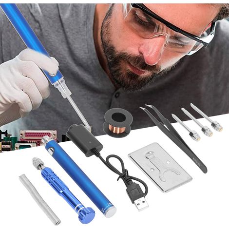 Fer à souder rechargeable USB avec fonction de soudage de fil, fer à souder rechargeable sans fil, bleu. (1/5)