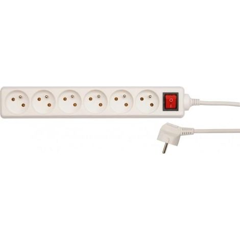 VOREL 72535 - cavo de prolunga con connessione a terra/bianco / 6 con interruttore de spina 5m