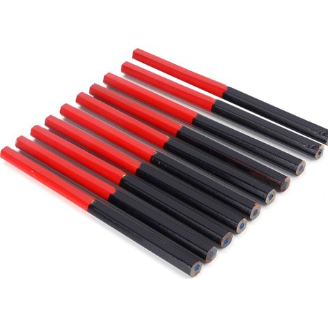 10 Zimmermannsbleistifte, rot und blau, 2-Kern, Sechskant, 2-Spitzen, DIY-Holzbearbeitungsmarker, Handwerkzeug (1/5)