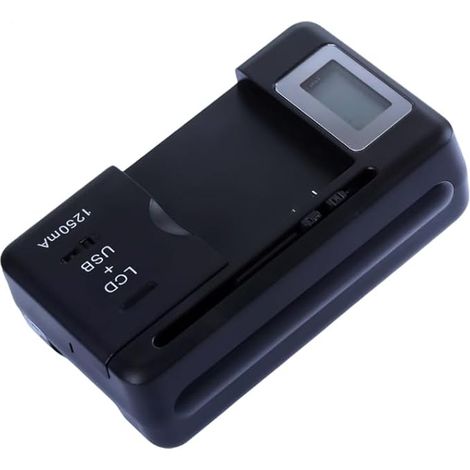 2en1 Chargeur USB + AC100-240V Universel Chargeur de Batterie pour Téléphone Portable pour Batteries 32-50mm avec Écran LCD Chargeur de Batterie USB pour Téléphone Portable, Appareil Photo DSLR (1/5)