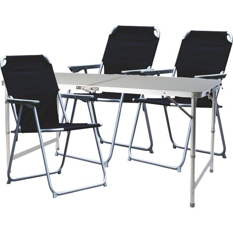 4-teiliges Campingmöbel Set 120x60x58/70cm schwarz-DMC330872+3xDPO2600S (1/3)