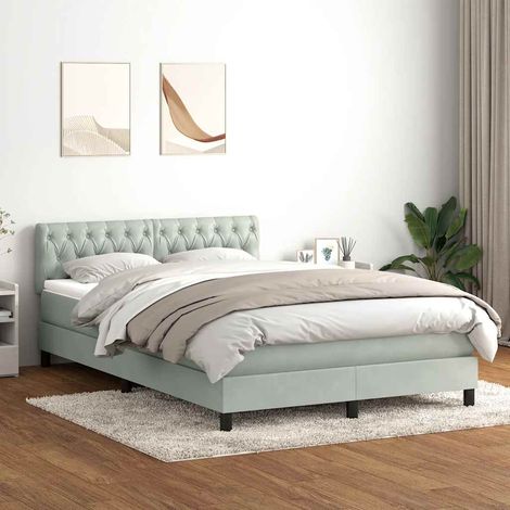 Boxspringbett mit Matratze Hellgrau 160x220 cm Samt