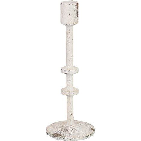 Candelabro de metal blanco 8.5x8.5x23h cm