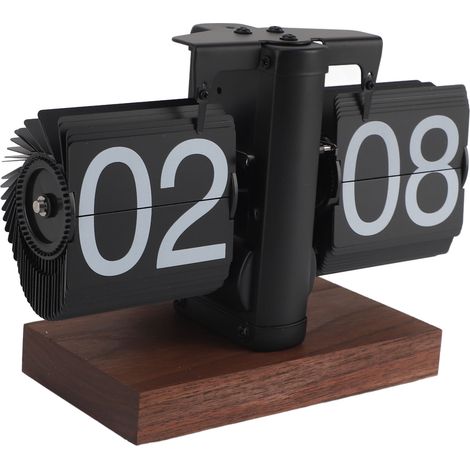 Horloge de bureau à rabats rétro 24h socle antidérapant molette de réglage à pile numérique pour salon et bureau (1/5)