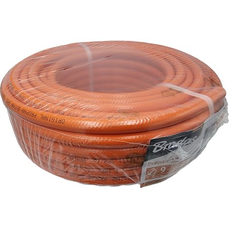 Tuyau de gaz propane 9 mm x 25 m – PB92525 – Pression maxi 20 bar – Compatible propane/butane – Couleur orange – Bradas (1/2)