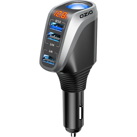GARRYFIZH Adaptateur Chargeur Multifonction OZiO pour Voiture, avec Affichage Tension - Pour Camion, SUV, Camping-car 12-24V - Charge Rapide et Sécurisée