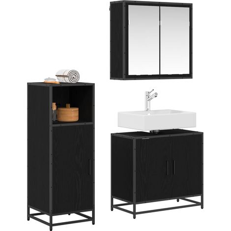Maison Exclusive - Badezimmermöbel-Set 3 pcs Schwarz Eichen-Optik