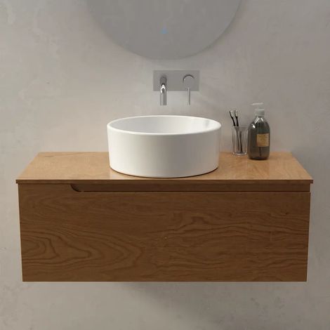 Lavabo da Appoggio Tondo in Ceramica 40x40x16 cm Bianco Lucido (1/5)