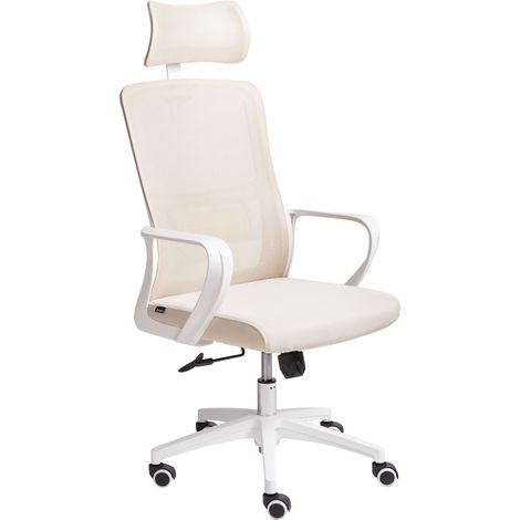 Sedia da ufficio con base girevole e poggiatesta regolabile in altezza con rete Beige Monarch (1/5)