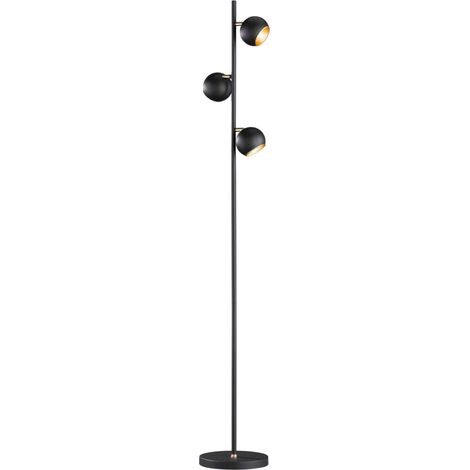 Lampada da terra 3 luci, metallo, nero opaco, H 155 cm, Dakota (1/5)