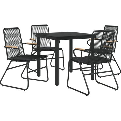 vidaXL Ensemble à manger de jardin 5 pcs Noir Rotin PVC (1/5)