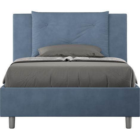 Letto una piazza e mezza rivestito in Microfibra - APPIA - Tipologia Letto: Senza Rete - Colore: Blu - Dimensione Rete: 120x200 (1/4)