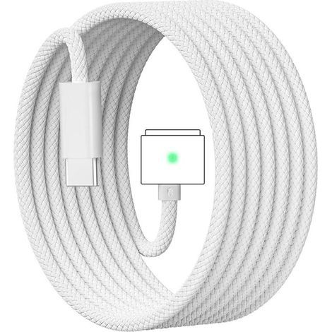 Câble USB-C vers Magnetic 3 140 W, compatible avec MacBook Pro 2021 M1 Pro et Max Chip 14" et 16", MacBook Air 2022 M2, MacBook Pro 2023 M2 Pro et Max Chip 14" et 16", câble Safe 3 pour MacBook - 2 m